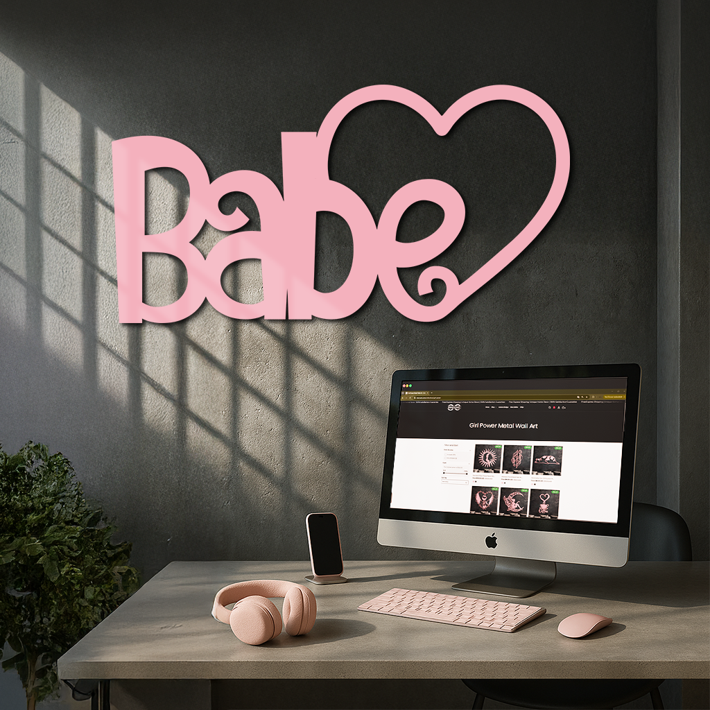 Babe Heart Silhouette Metal Wall Art β Modern Typography Design - KAFGP045