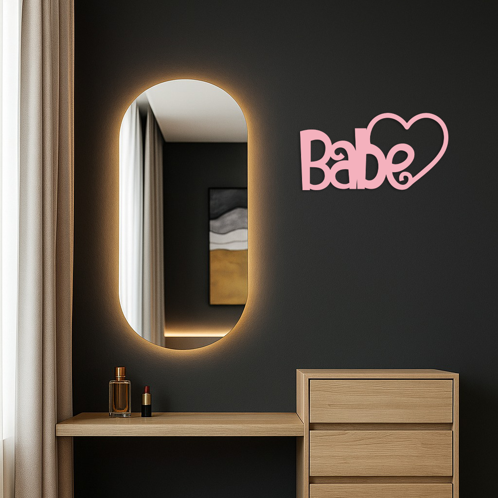 Babe Heart Silhouette Metal Wall Art β Modern Typography Design - KAFGP045