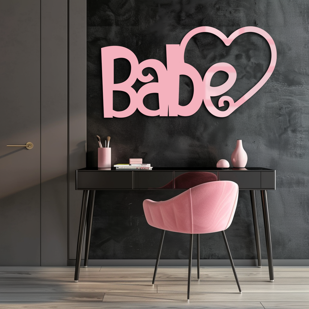 Babe Heart Silhouette Metal Wall Art β Modern Typography Design - KAFGP045