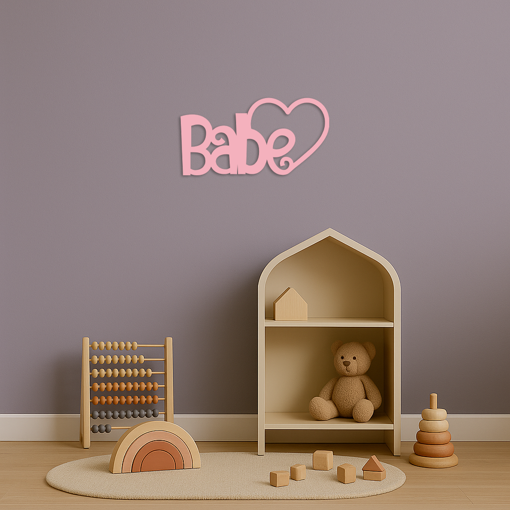 Babe Heart Silhouette Metal Wall Art β Modern Typography Design - KAFGP045