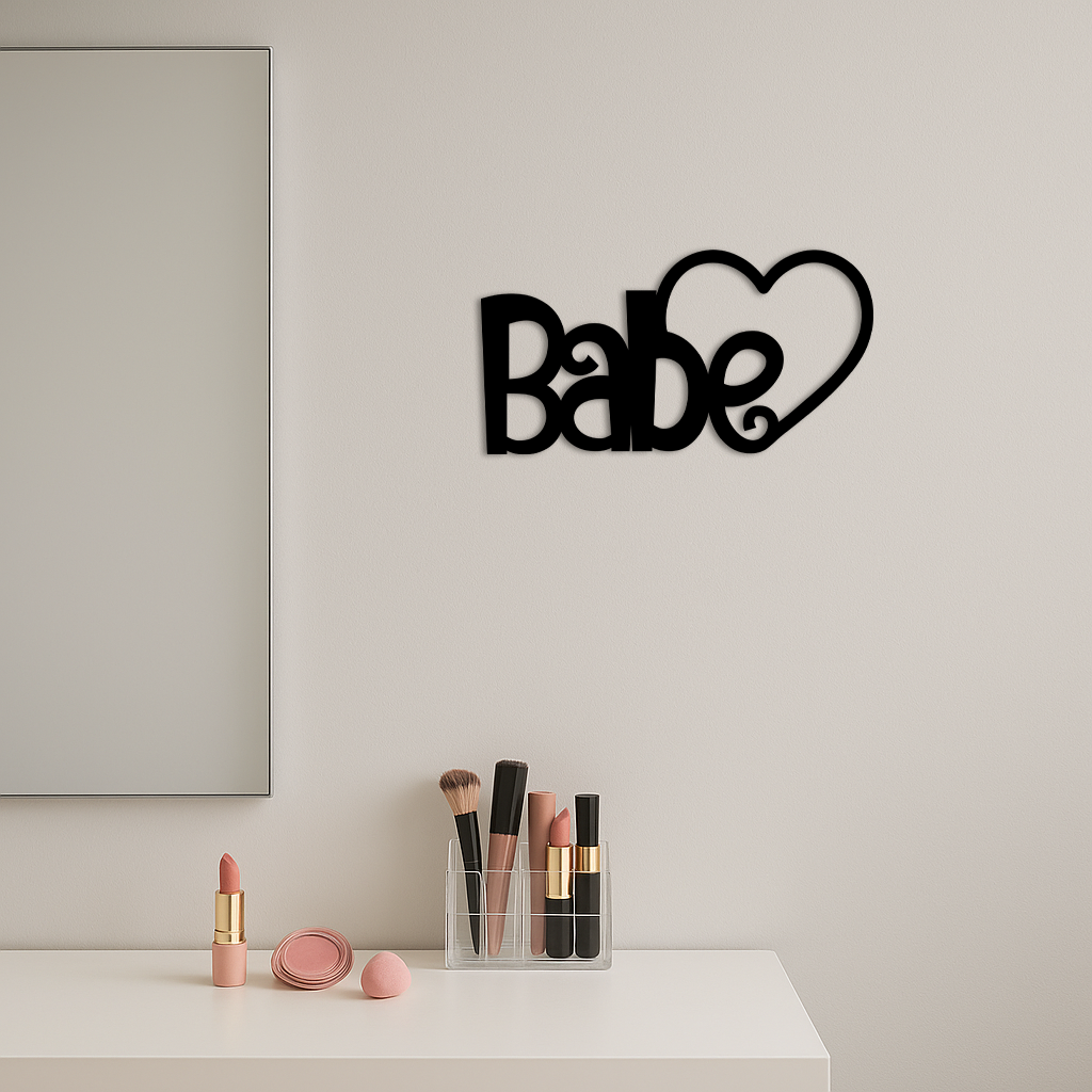 Babe Heart Silhouette Metal Wall Art β Modern Typography Design - KAFGP045