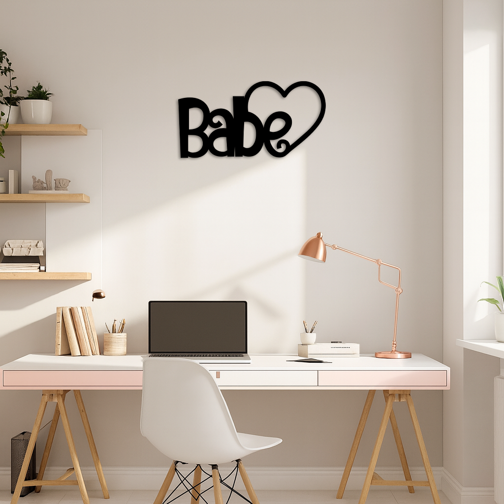 Babe Heart Silhouette Metal Wall Art β Modern Typography Design - KAFGP045