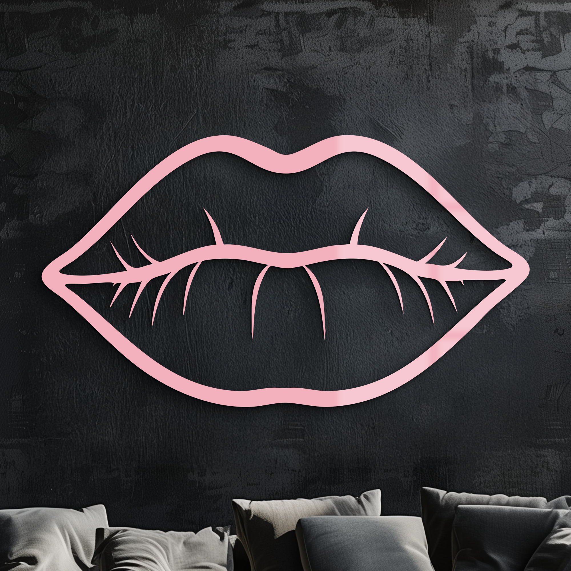 Lips Silhouette Pink Metal Wall Art – Modern Home Decor - KAFGP175