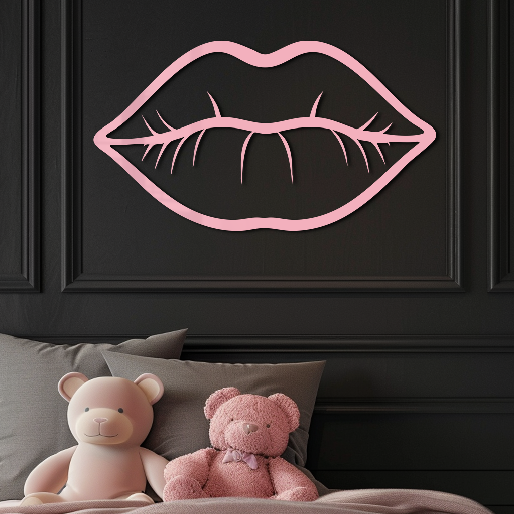 Lips Silhouette Pink Metal Wall Art – Modern Home Decor - KAFGP175
