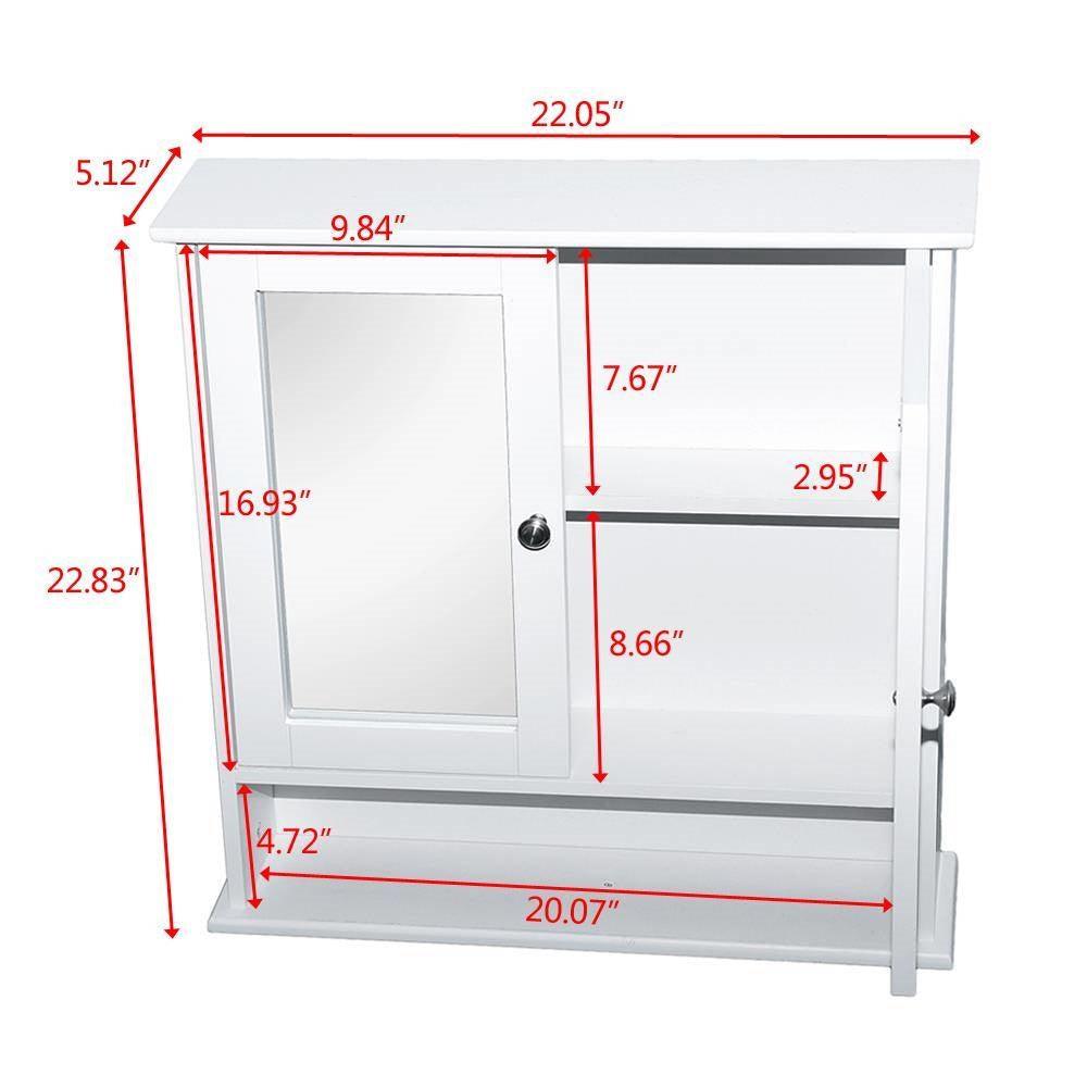 2-Door Wall Mounted Bathroom Medicine Cabinet with Mirror in White - PRHOMZ