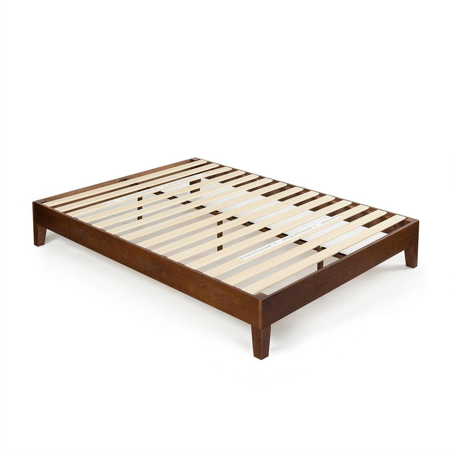 King size Low Profile Solid Wood Platform Bed Frame in Espresso Finish - PRHOMZ