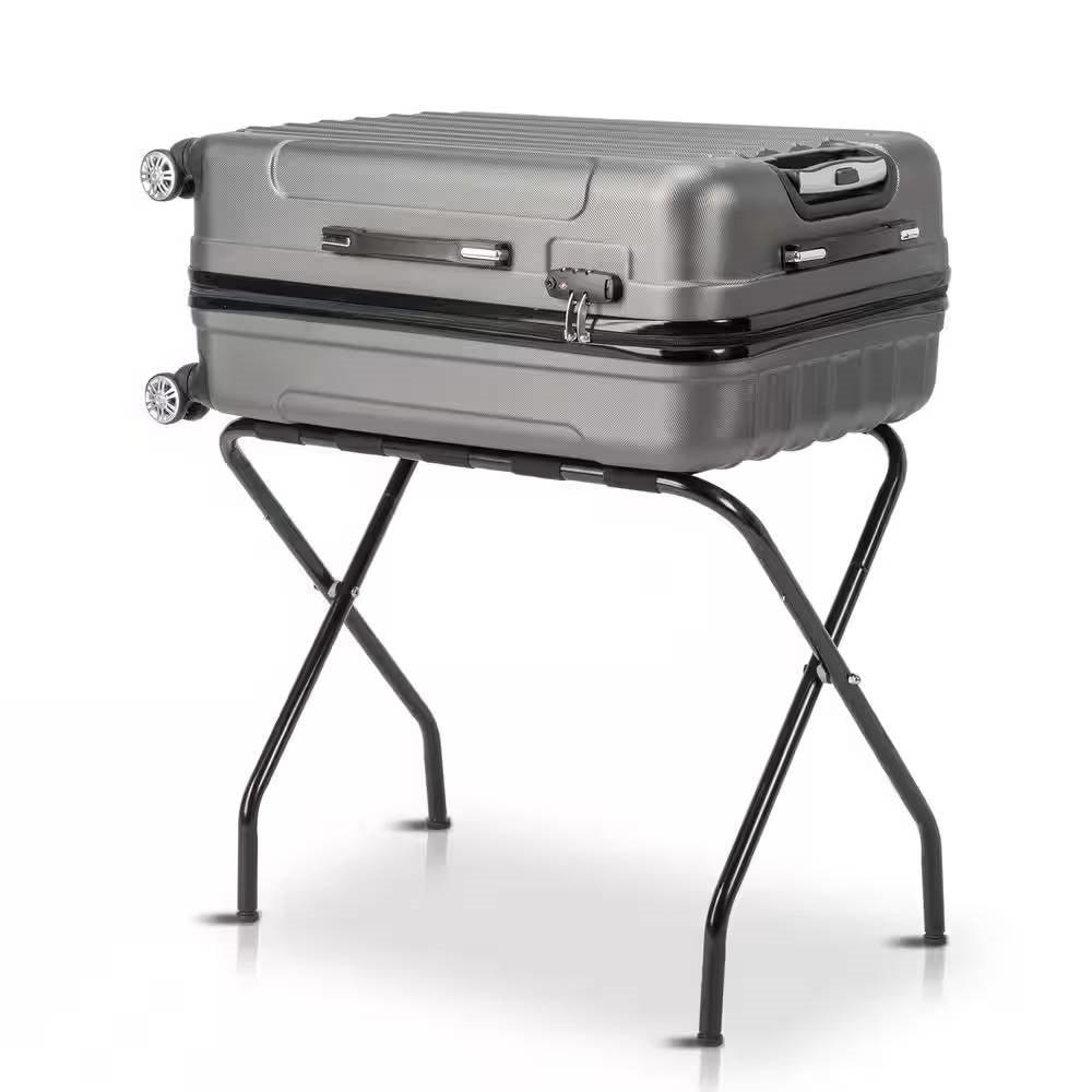 Sturdy Black Metal Foldable Luggage Rack - PRHOMZ
