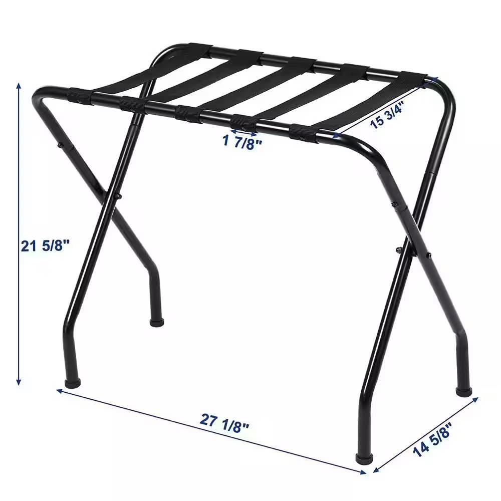 Sturdy Black Metal Foldable Luggage Rack - PRHOMZ