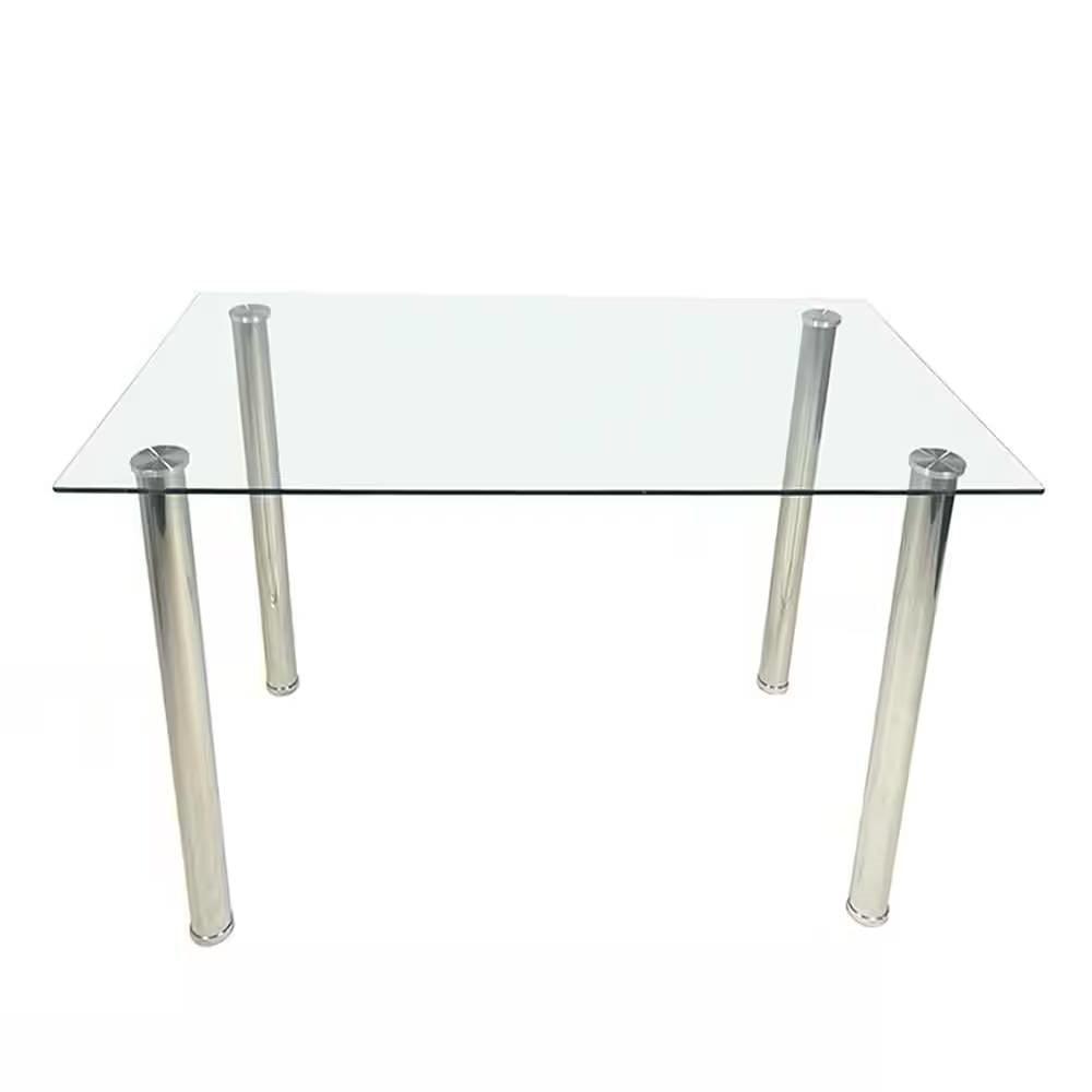 Modern 47-inch x 27-inch Tempered Glass Top Dining Table - PRHOMZ