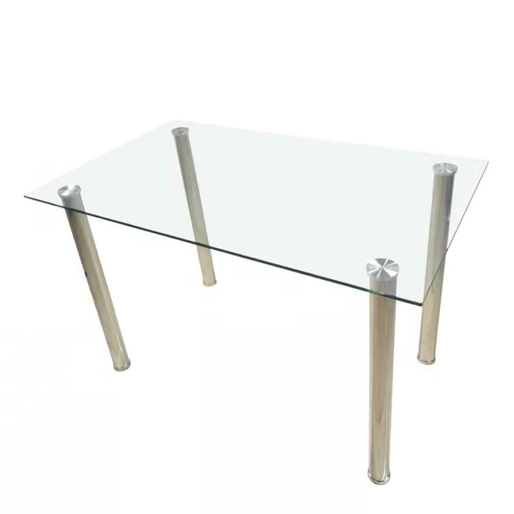 Modern 47-inch x 27-inch Tempered Glass Top Dining Table - PRHOMZ