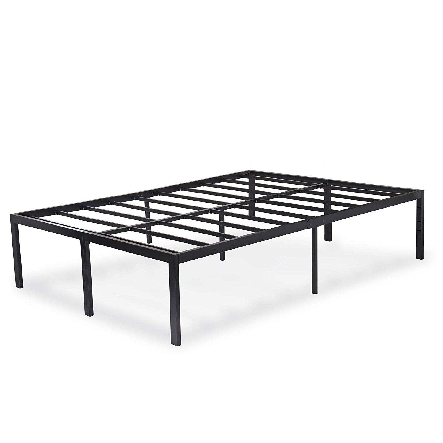 King 18-inch High Rise Heavy Duty Black Metal Platform Bed Frame - PRHOMZ