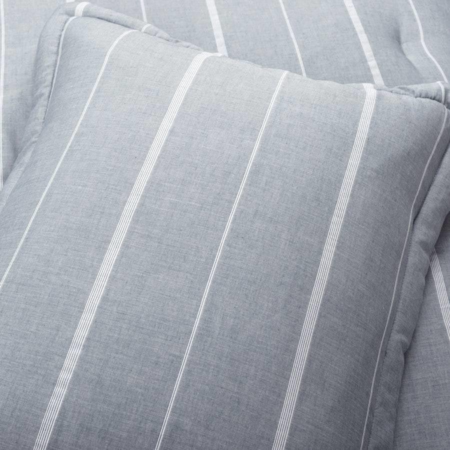 King/California King Blue Grey Off-White Stripe 3-Piece Comforter Set - PRHOMZ
