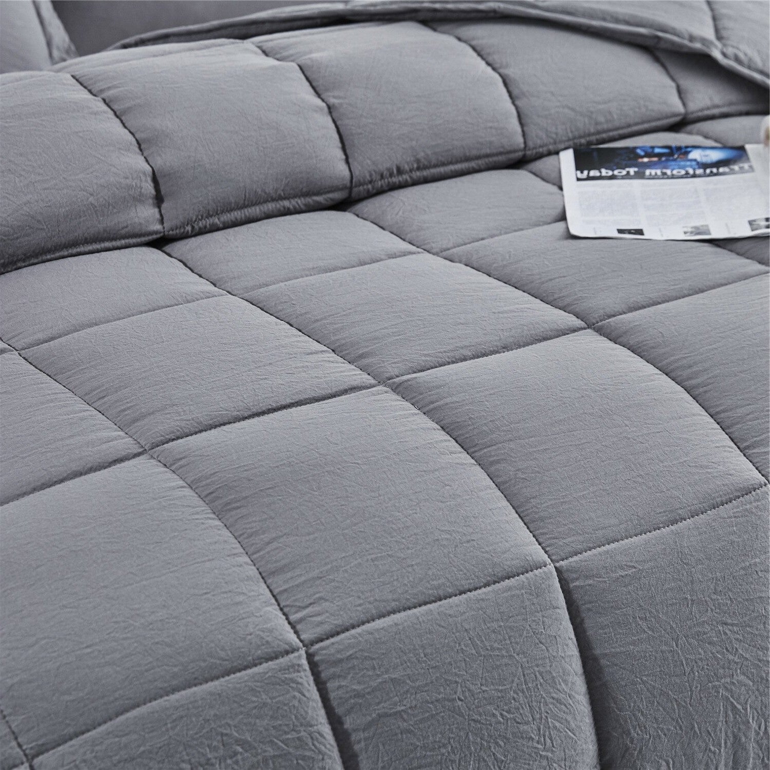 King Size Grey 3 Piece Microfiber Reversible Comforter Set-2