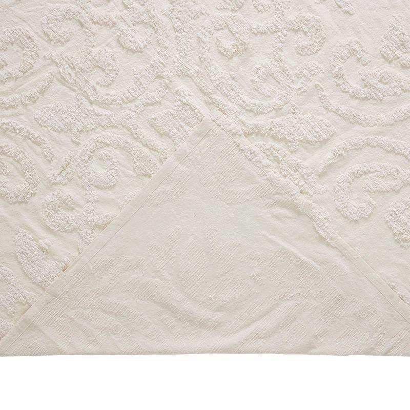 King Size 100-Percent Cotton Chenille 3-Piece Coverlet Bedspread Set in Ivory - PRHOMZ