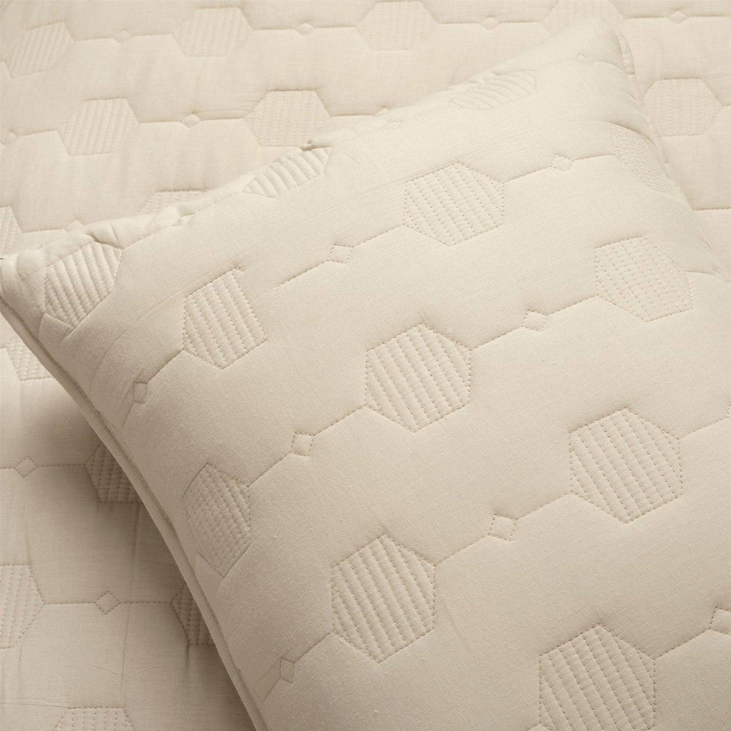King/California King size Lightweight Beige Textured Cotton 3 Piece Quilt Set - PRHOMZ