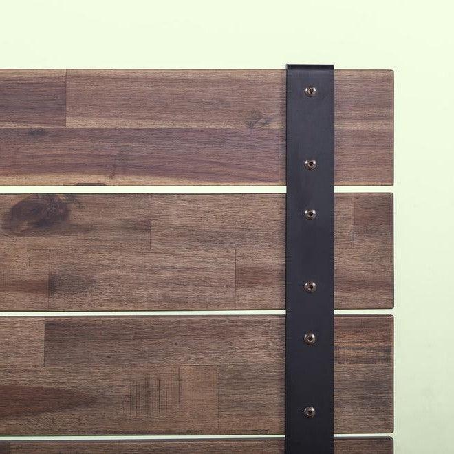 King size Farmhouse Wood Industrial Low Profile Platform Bed Frame - PRHOMZ