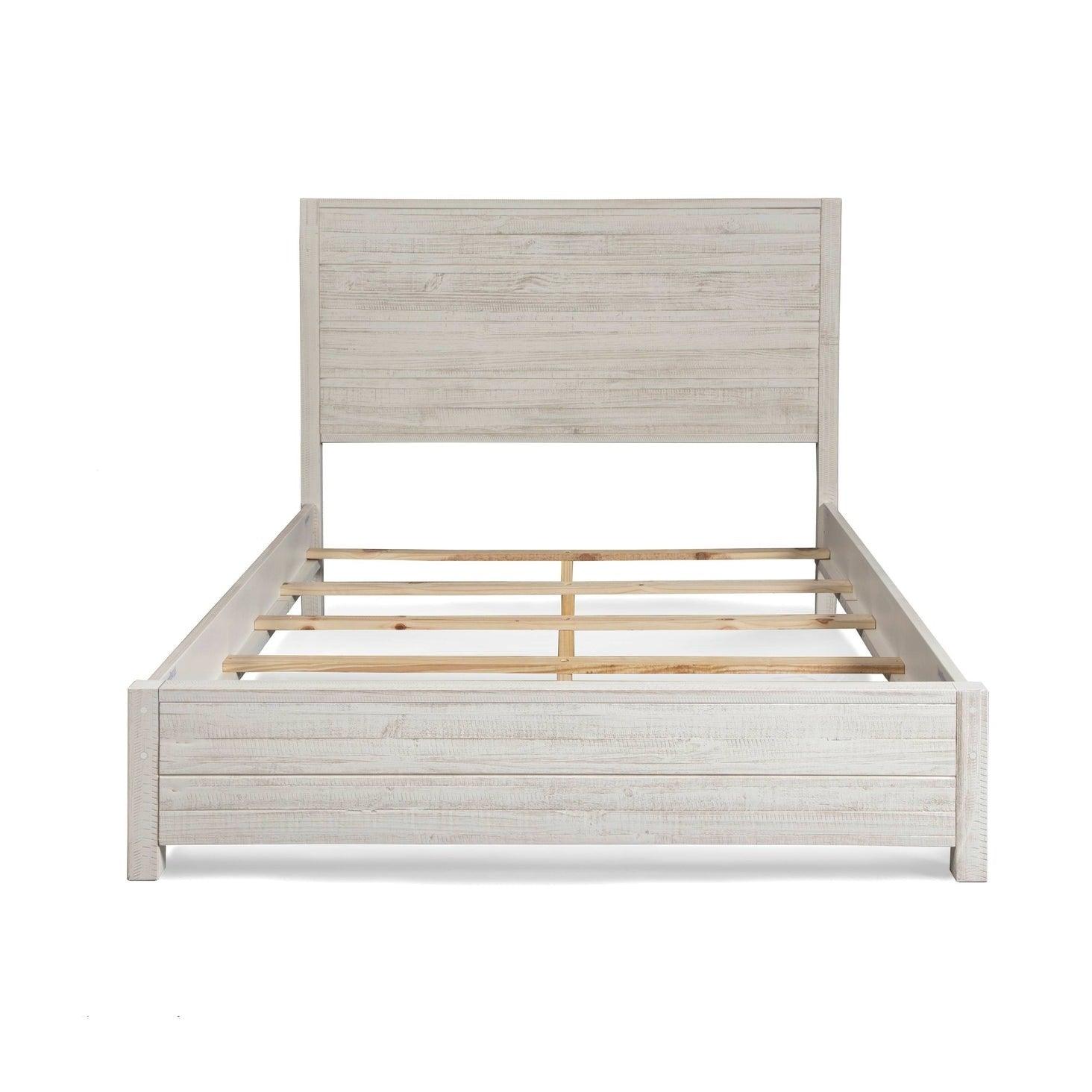 FarmHome Off White Solid Pine Platform Bed in King Size - PRHOMZ