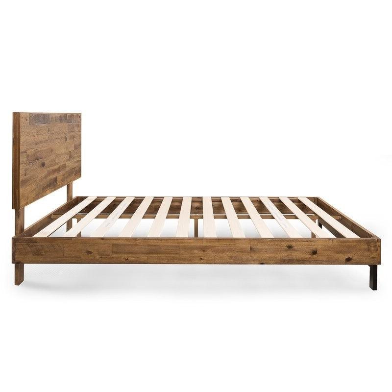 Rustic FarmHome Low Profile Pine Slatted Platform Bed in King - PRHOMZ