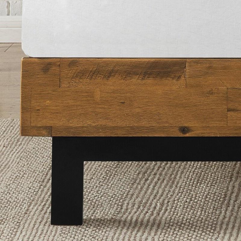 Rustic FarmHome Low Profile Pine Slatted Platform Bed in King - PRHOMZ