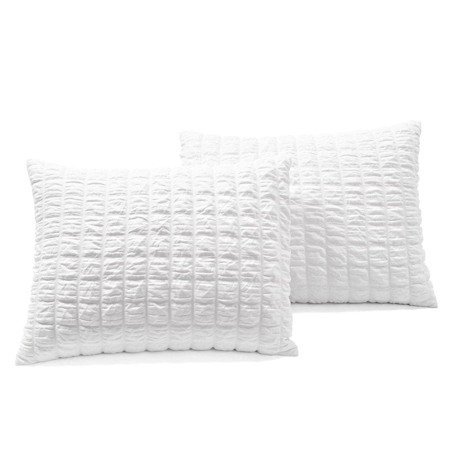 King Size Crinkled Textured 3 Piece Comforter Set White - PRHOMZ