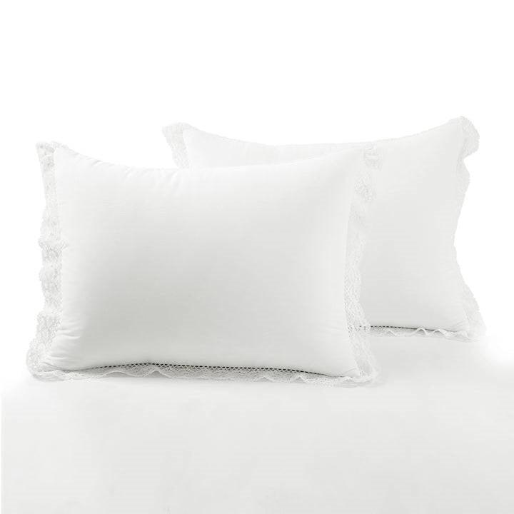 King size White 5-Piece Lightweight Polyester Comforter Set with Lace Trim - PRHOMZ