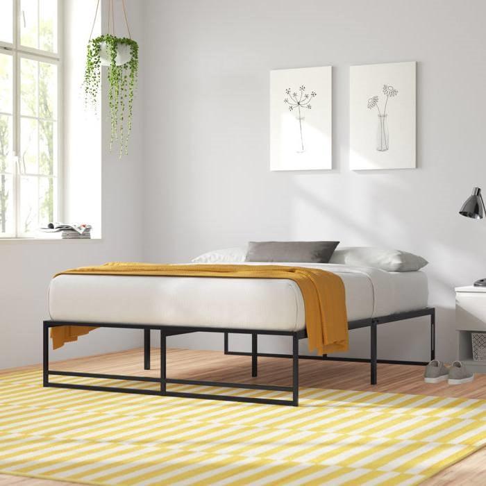 King Size Black Metal Platform Bed Frame with Under-Bed Storage Space - PRHOMZ