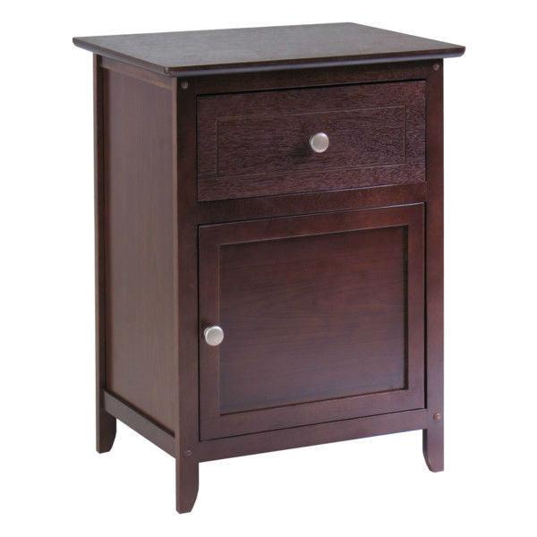 Antique Walnut Wood Finish 1-Drawer Bedroom Nightstand End Table Cabinet - PRHOMZ