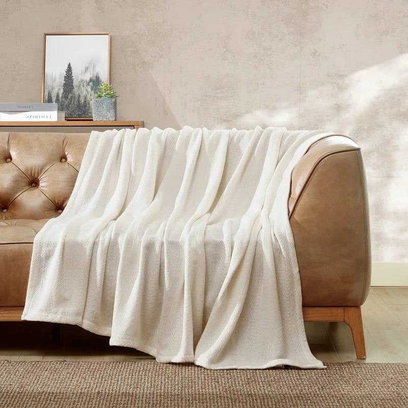 King size Cream Bone Lightweight 100-Percent Cotton Blanket - Machine Washable-1
