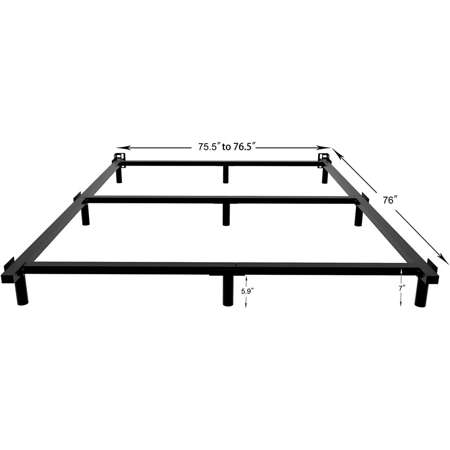 King 9-Leg Metal Bed Frame with Headboard Brackets 3,000 lbs. Max Weight Limit-4