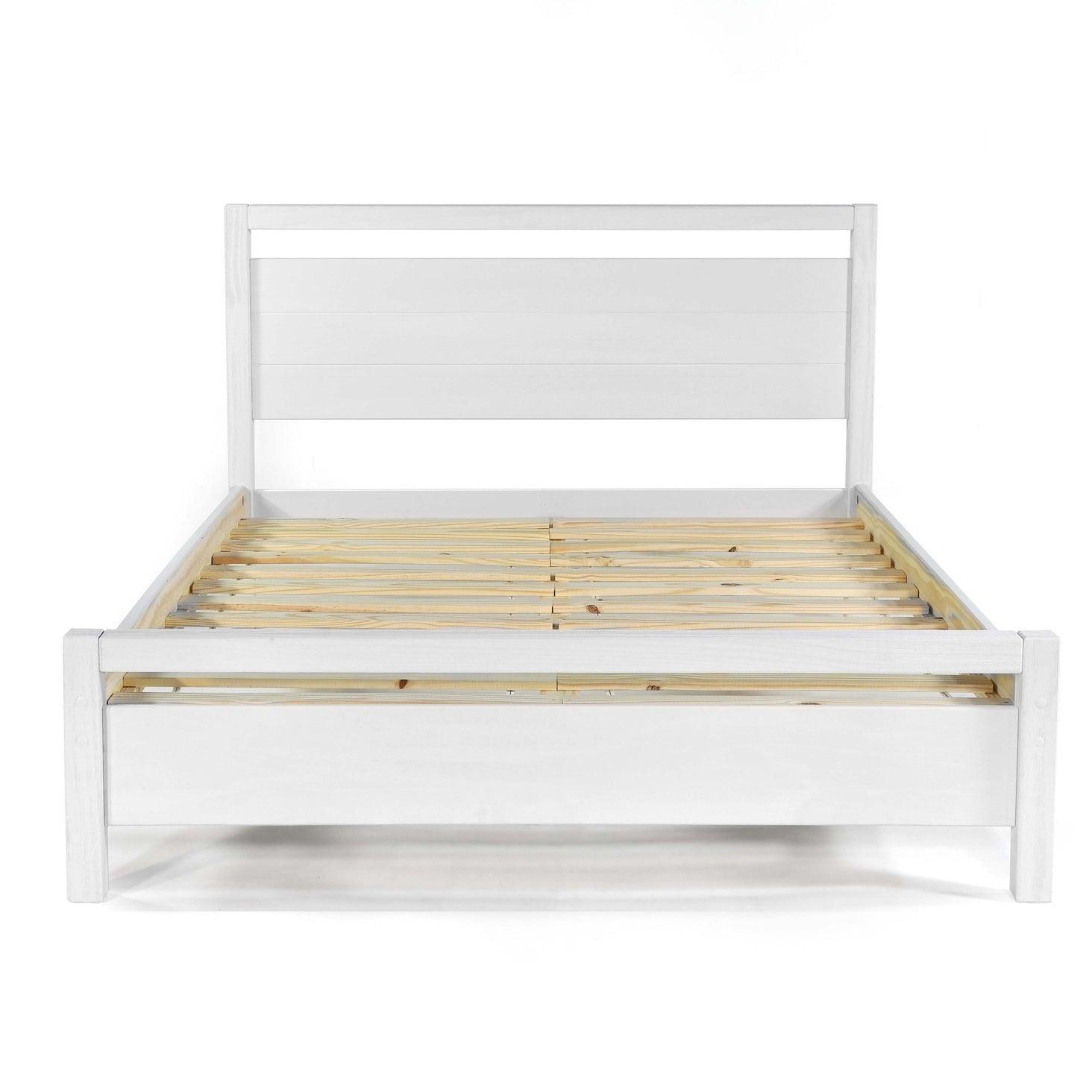King Size FarmHouse Traditional Rustic White Platform Bed - PRHOMZ