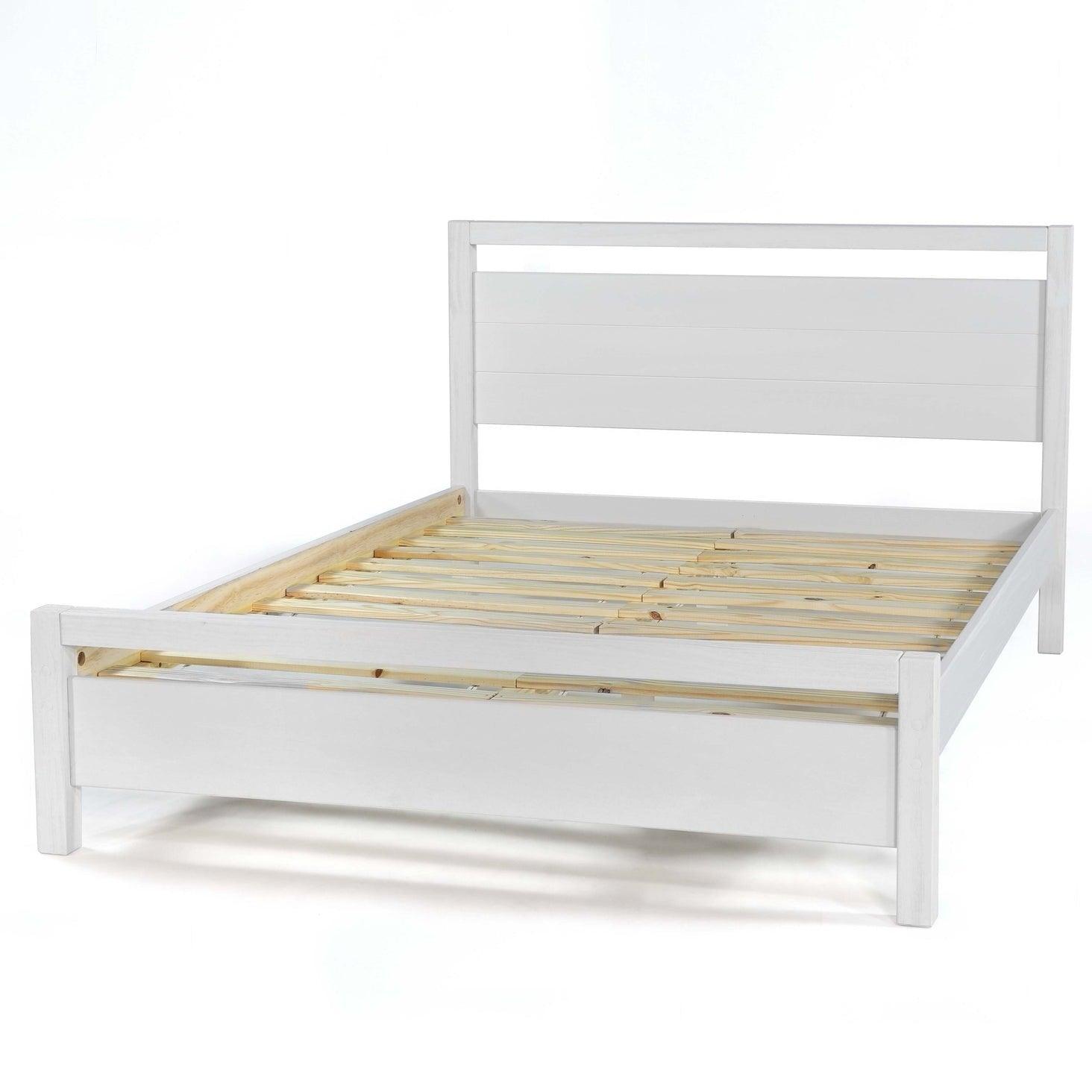 King Size FarmHouse Traditional Rustic White Platform Bed - PRHOMZ