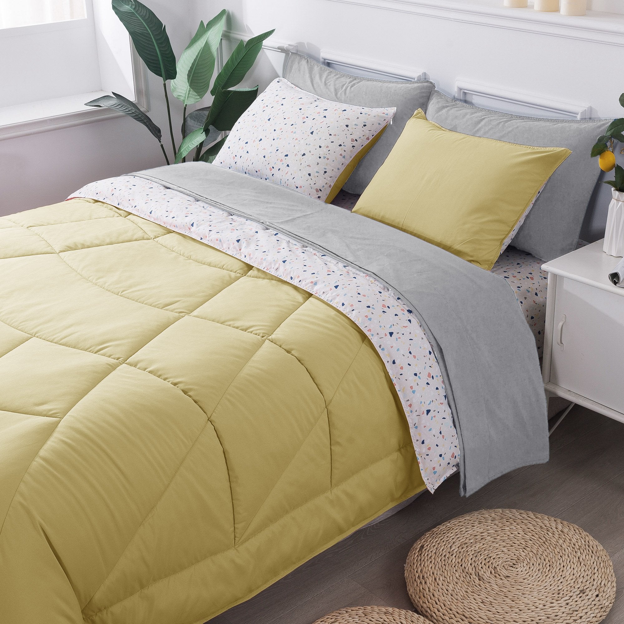 Kasentex Reversible 5 and 7 Piece Ultra Soft Cozy Bed Comforter Sets, Room Decor