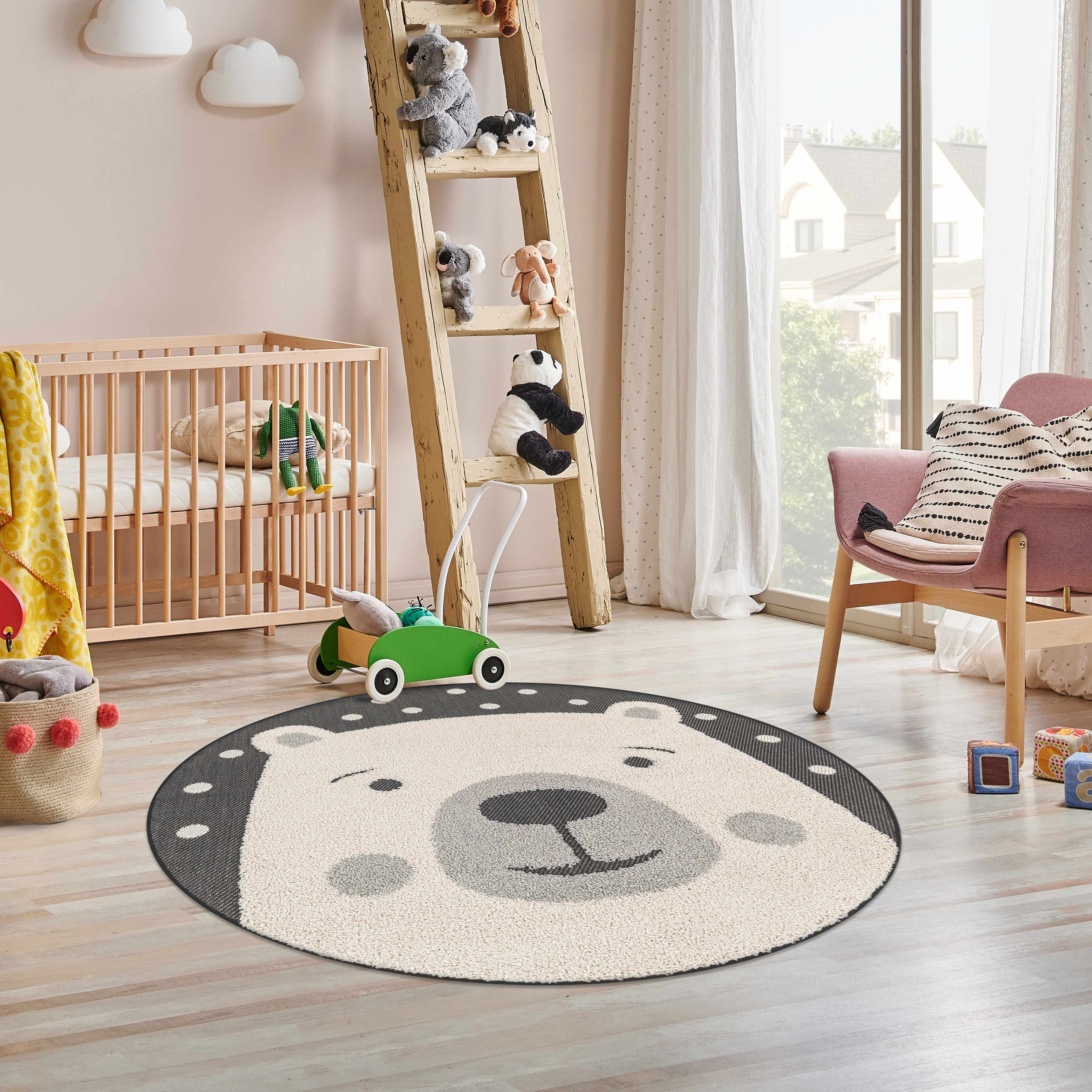 Kids Bear Animal Print Nursery Area Rug - Clearance-0