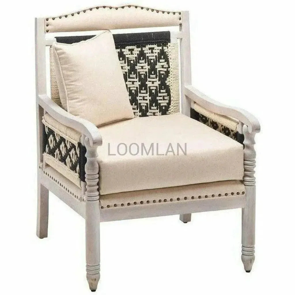 Kaltha White Wash Rope Accent Chair