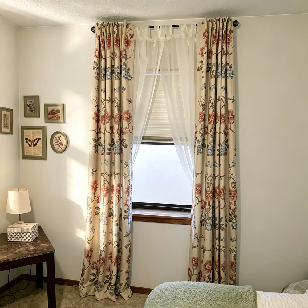 Kaylee Vintage Style Bold Floral Cotton Curtains
