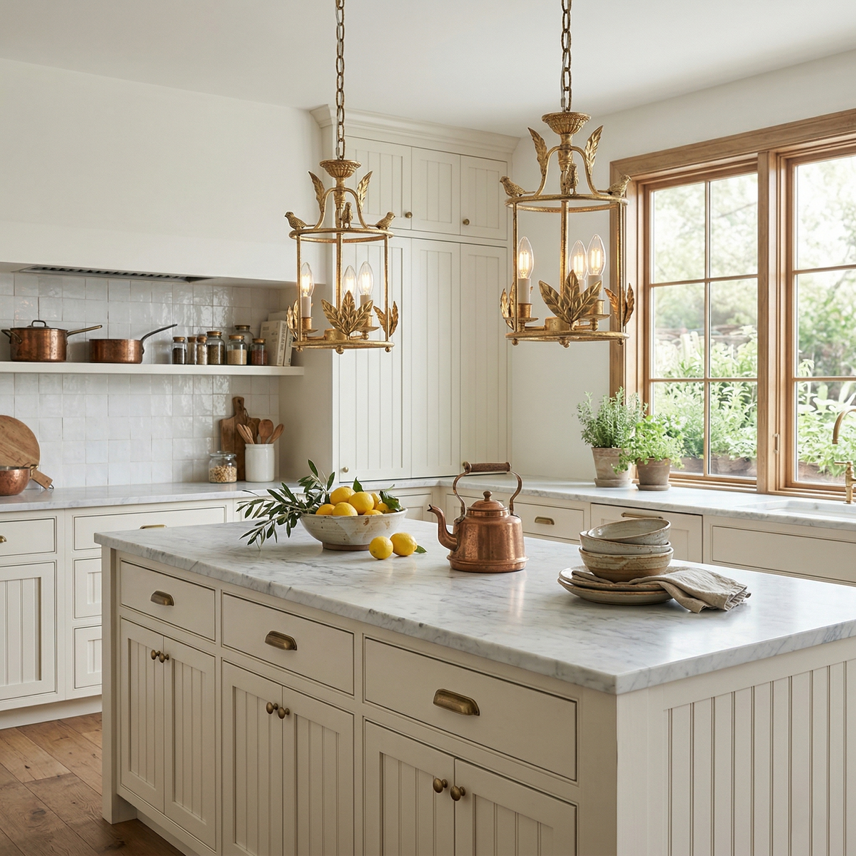 Aviary Series | Iron Lantern Pendant Light with Bird & Leaf Detail for Dining Room