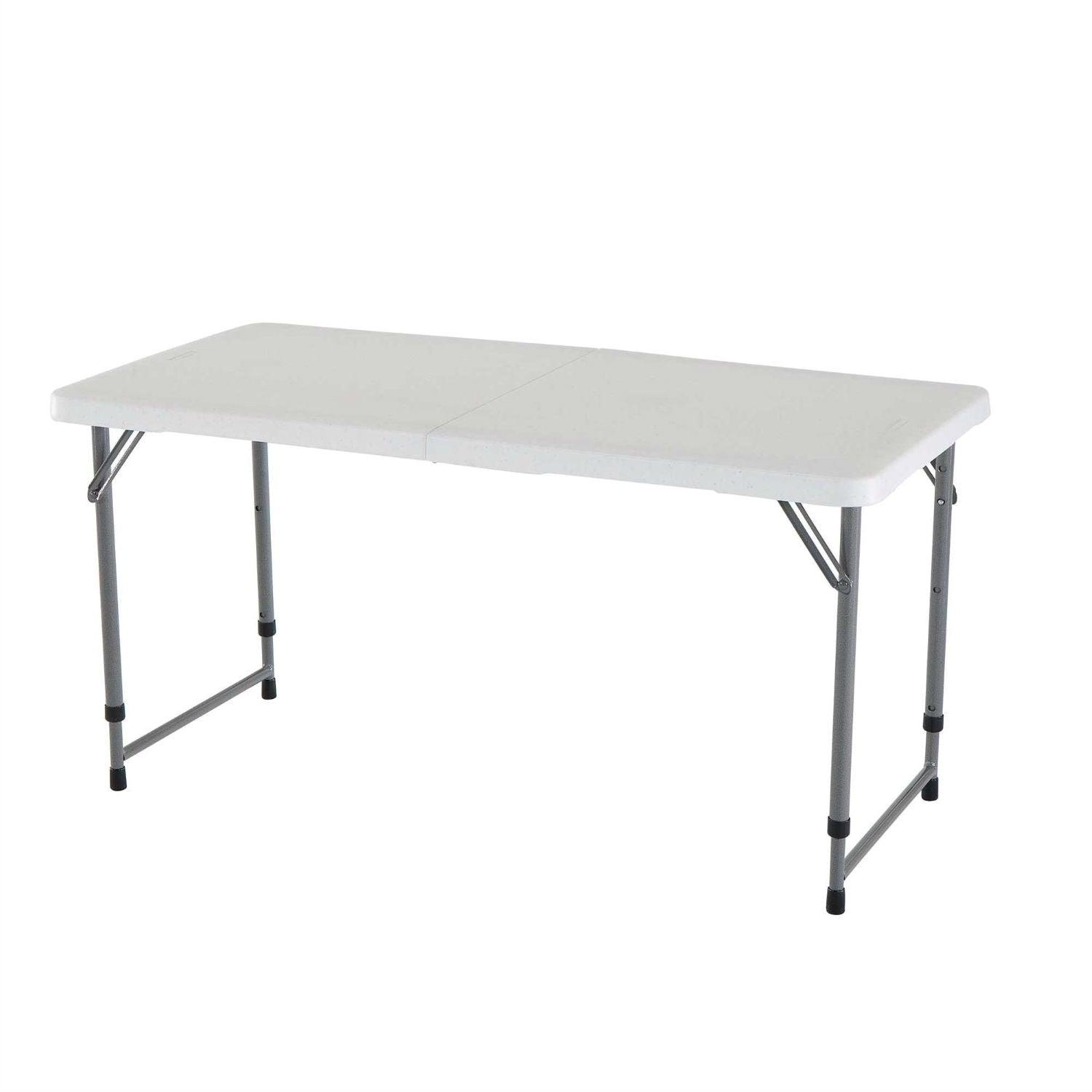 Adjustable Height White HDPE Folding Table with Powder Coated Steel Frame - PRHOMZ
