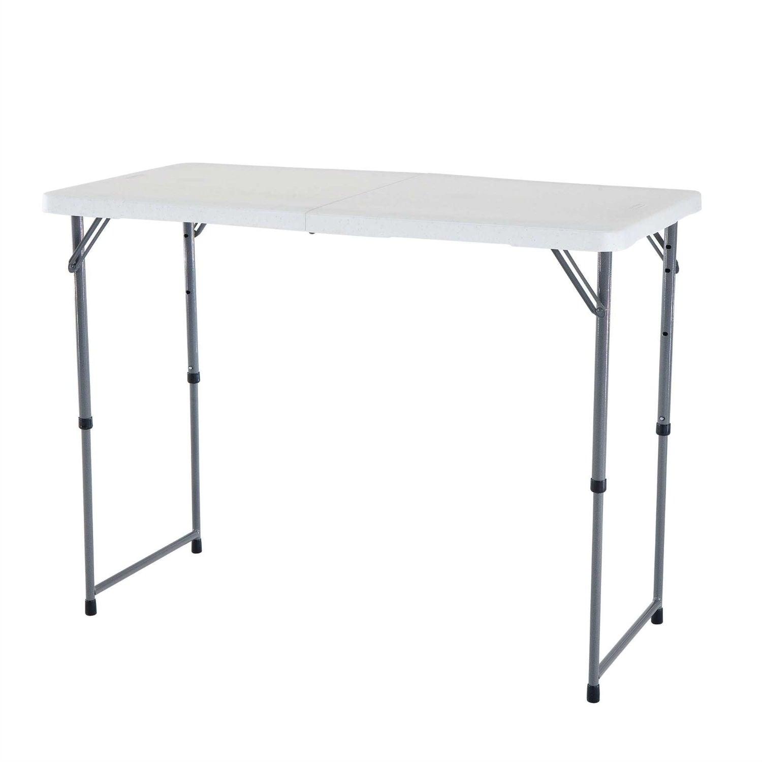 Adjustable Height White HDPE Folding Table with Powder Coated Steel Frame - PRHOMZ