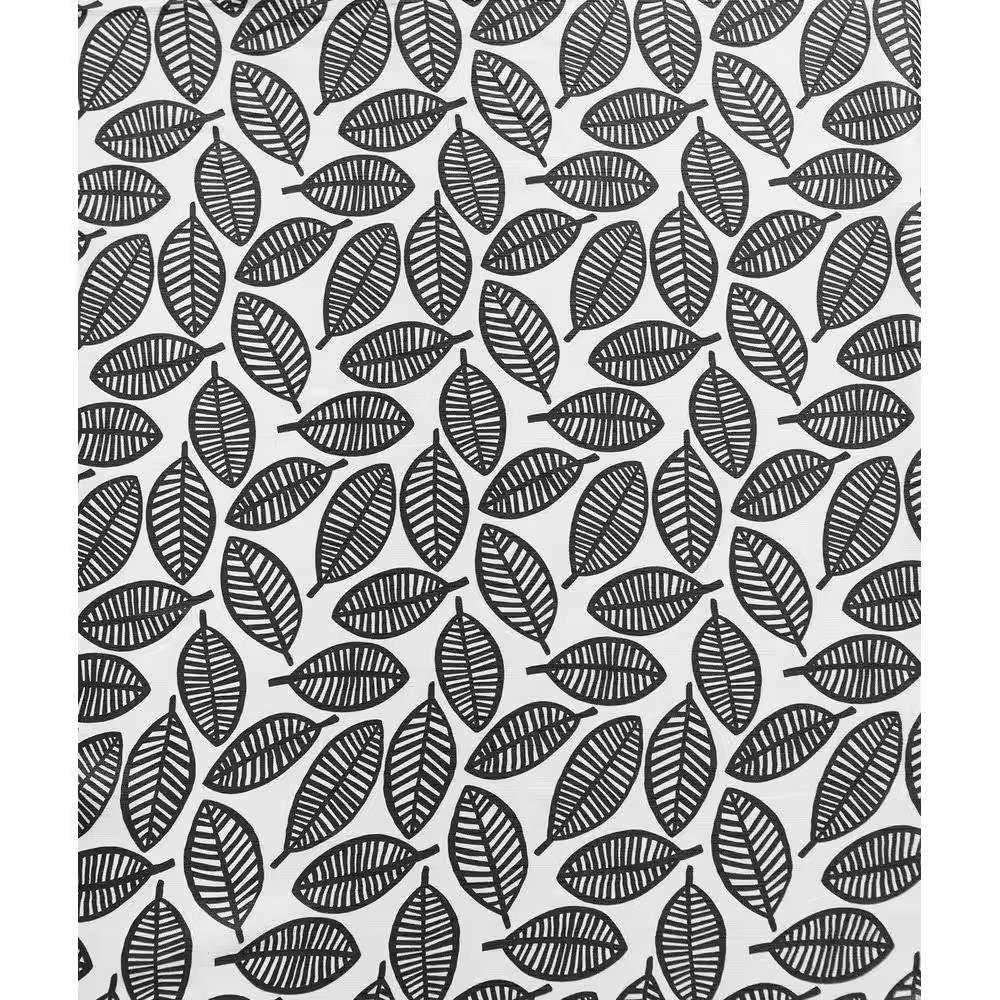 72-inch Black White Leaf Pattern Shower Curtain in 100-Percent Polyester Fabric - PRHOMZ