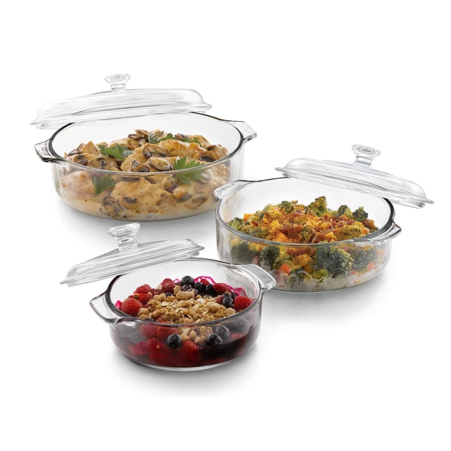 6-Piece Glass Bakeware Casserole Baking Dish Set - Dishwasher and Oven Safe - PRHOMZ