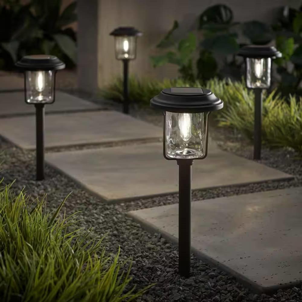 4 Pack - Solar LED Light Set - Outdoor Path Lighting in Black - PRHOMZ