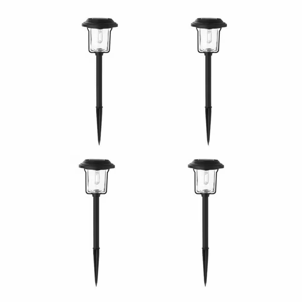 4 Pack - Solar LED Light Set - Outdoor Path Lighting in Black - PRHOMZ