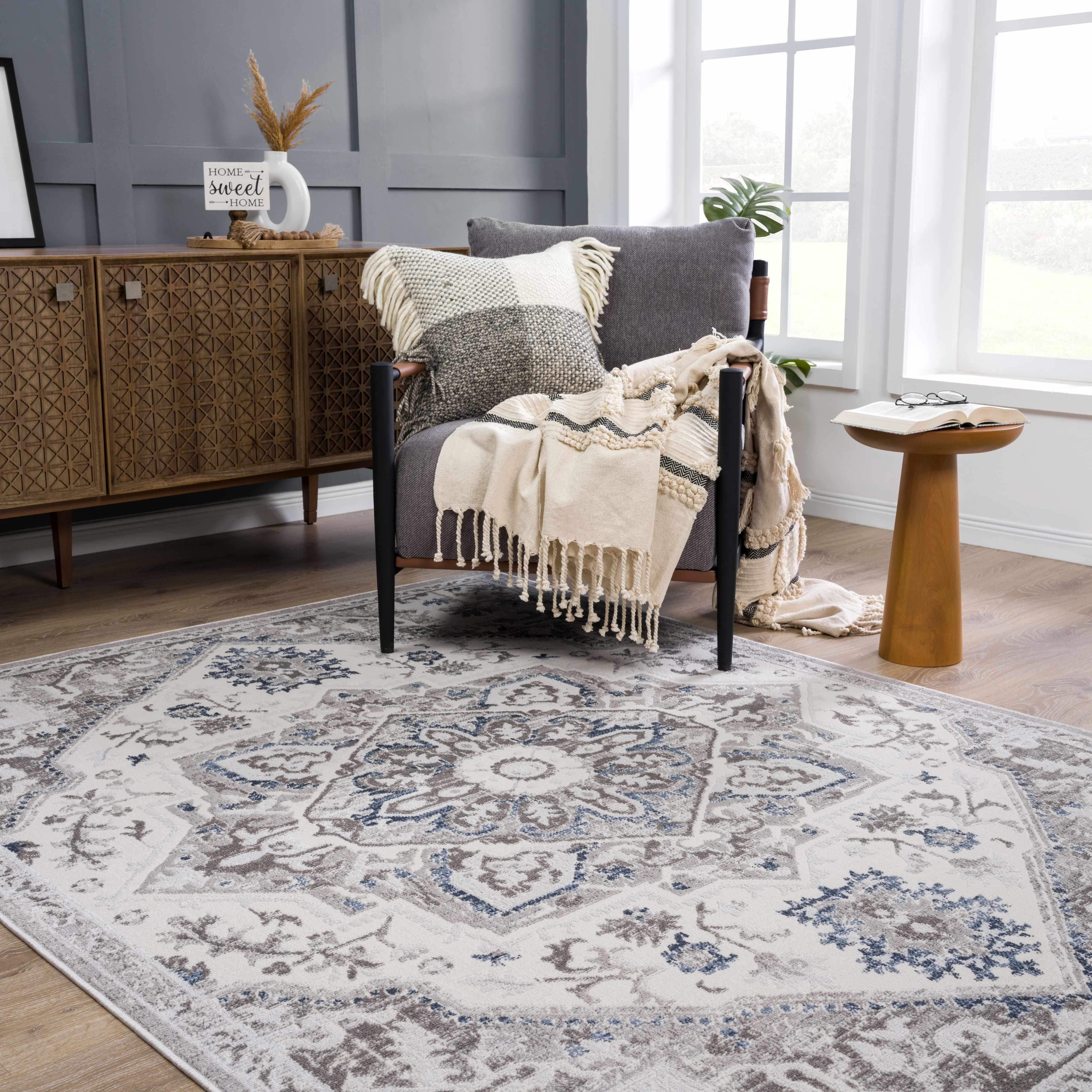 Bakir Blue Hues Gray Medallion Area Rug - Limited Edition - PRHOMZ