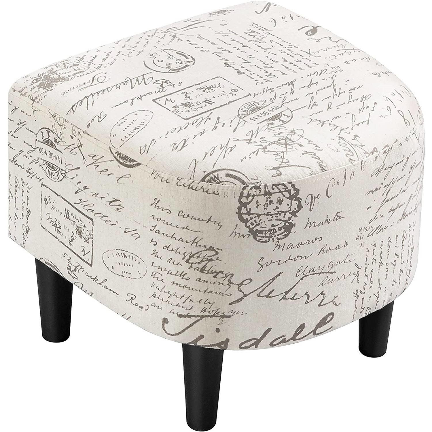 Letter Print French Upholstered Barrel Chair and Ottoman Set - PRHOMZ