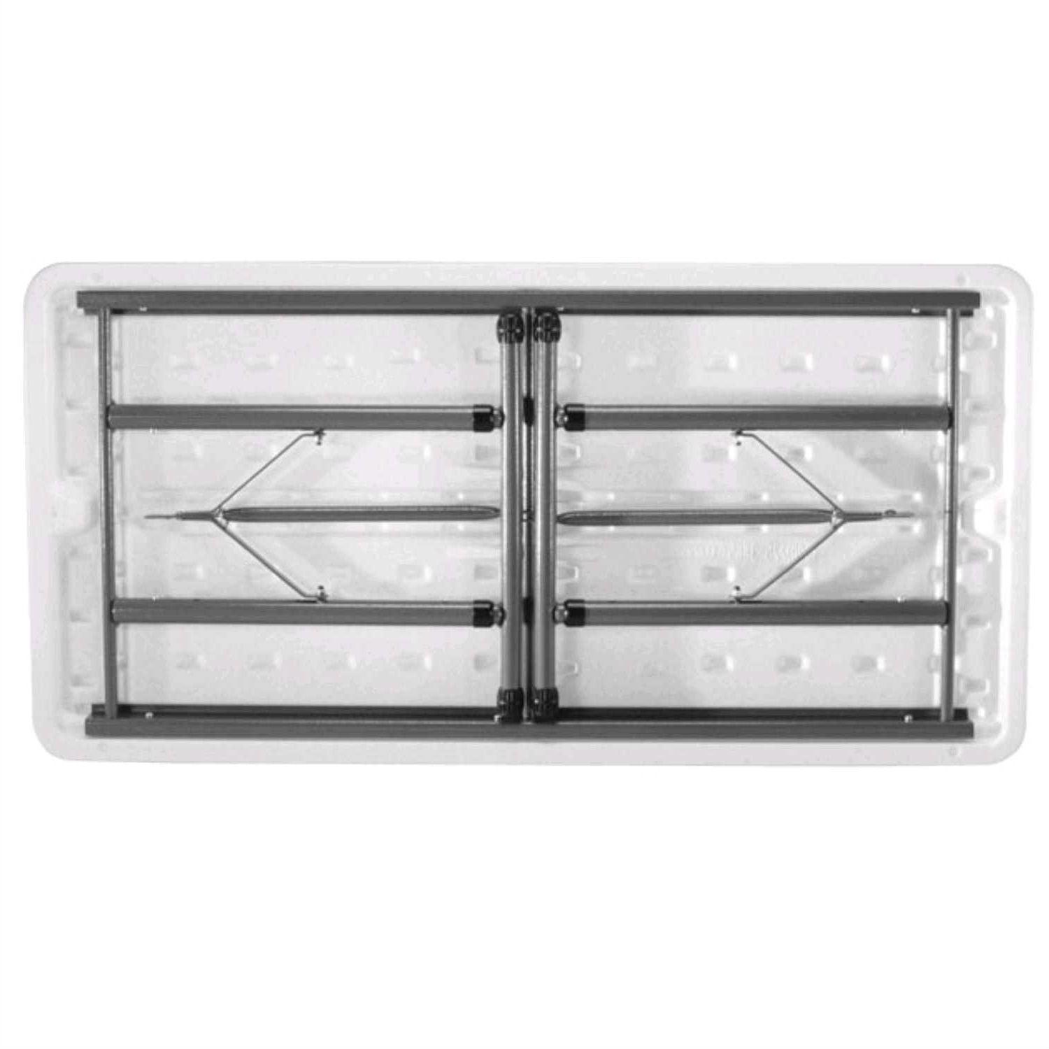 Adjustable Height 4-Foot Commercial Folding Table with White HDPE Top - PRHOMZ