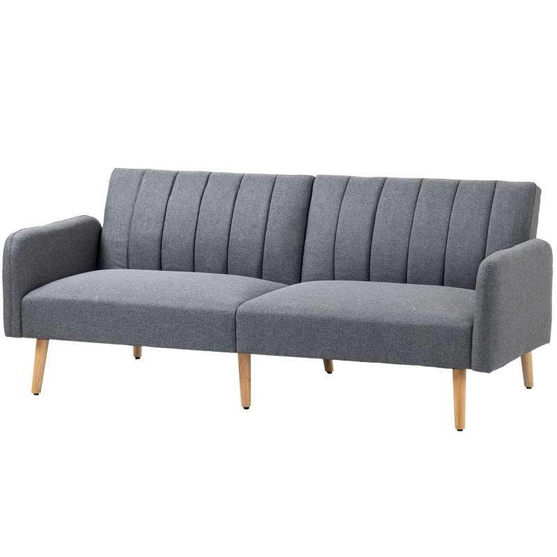 Modern Mid-Century Light Gray Linen-touch Polyester Futon Sleeper Sofa Bed - PRHOMZ