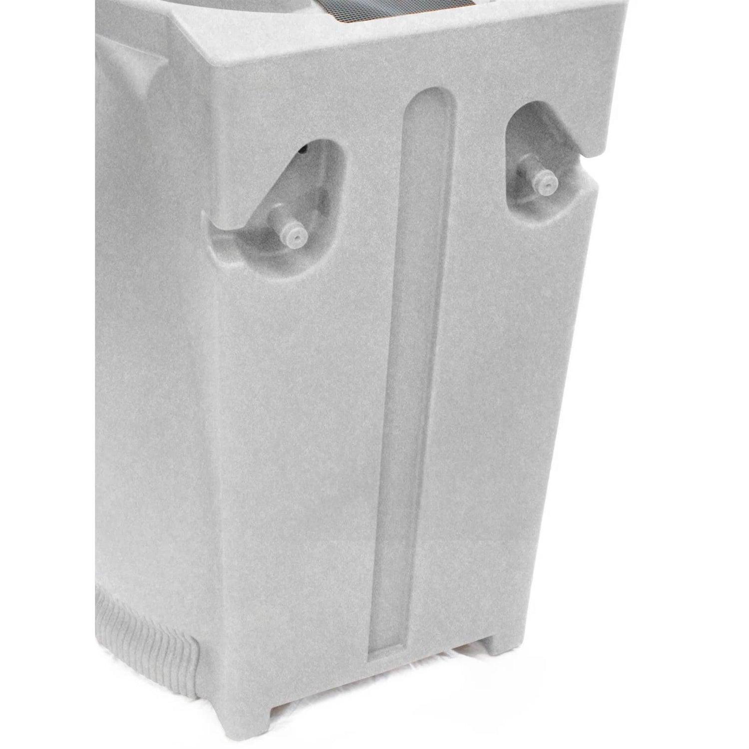 Light Grey Granite 65 Gallon Plastic Urn Rain Barrel with Planter Top - PRHOMZ