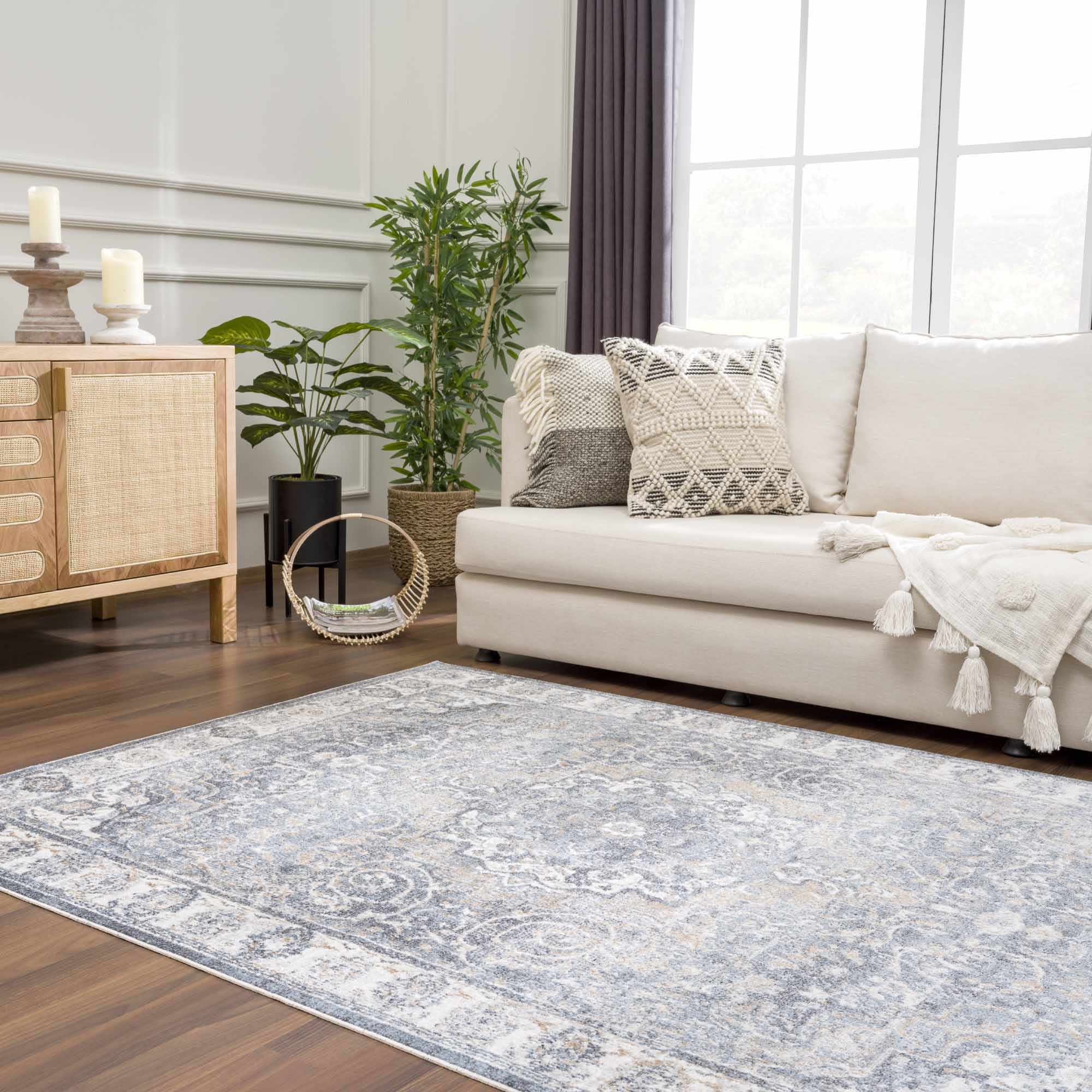 Aurum Blue Washable Area Rug