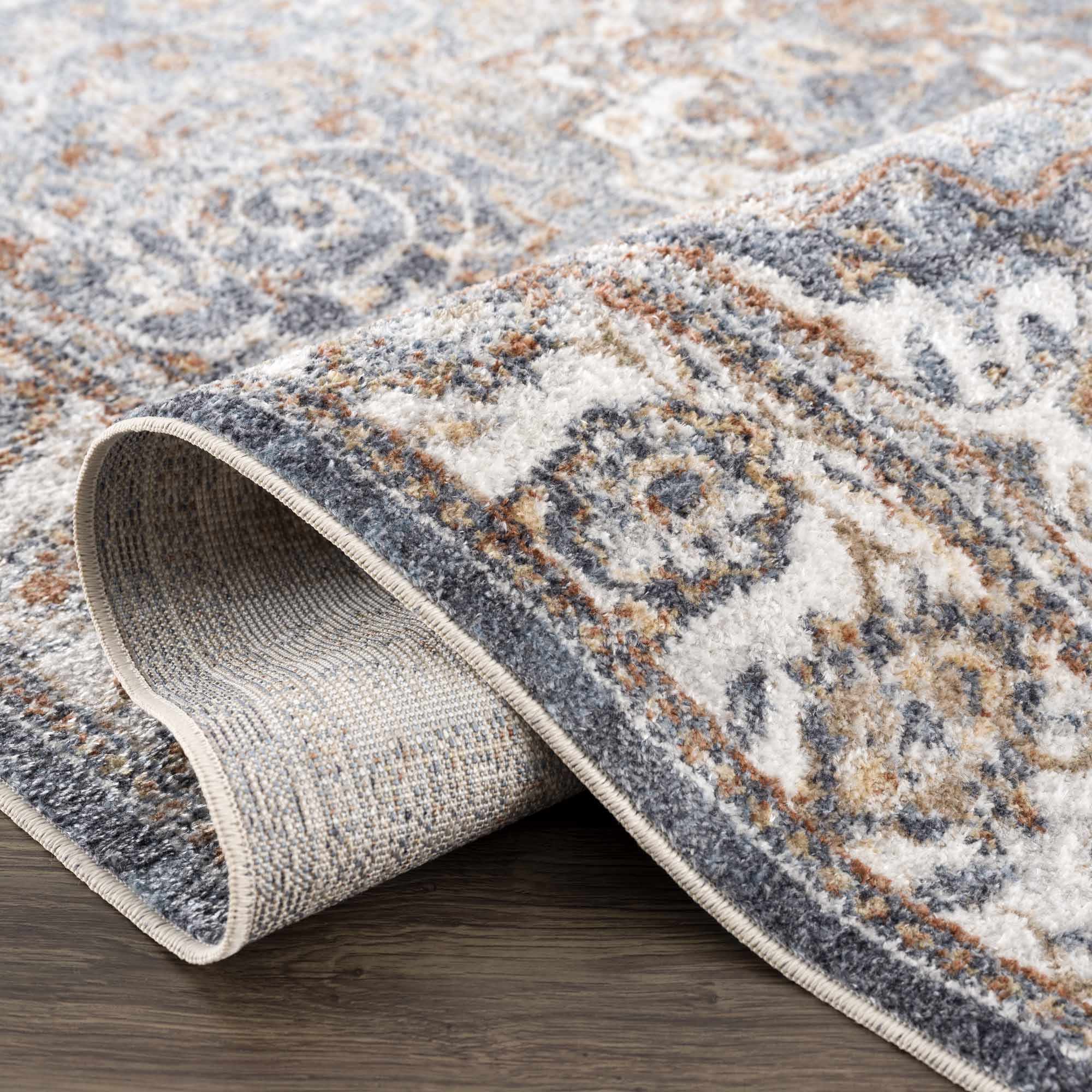 Aurum Blue & Beige Washable Area Rug