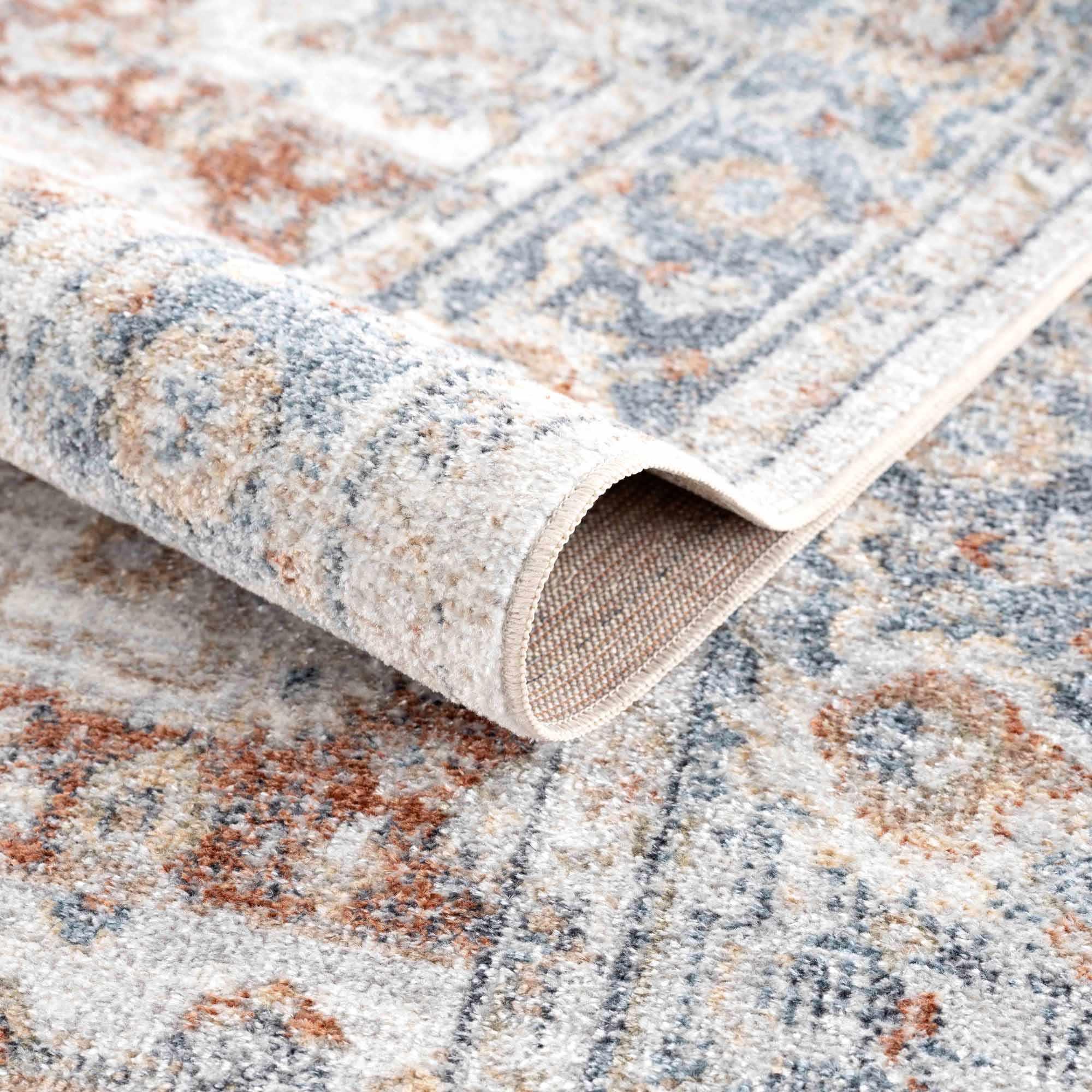 Neta Red & Blue Flat Pile Washable Rug - PRHOMZ